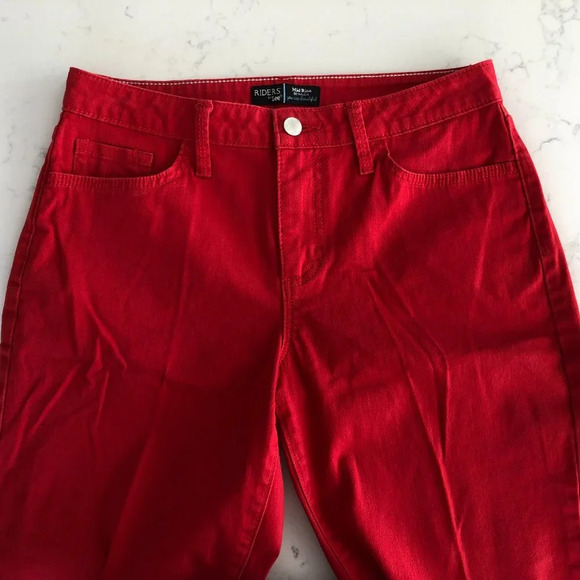 Lee Riders by Lee Casual Mid Rise Bermuda 5 Pocket Denim Jean Shorts Red Sz 6 - Picture 2 of 9